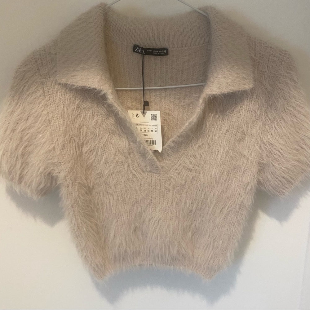 NWT ZARA faux fur polo shirt - Picture 9 of 14